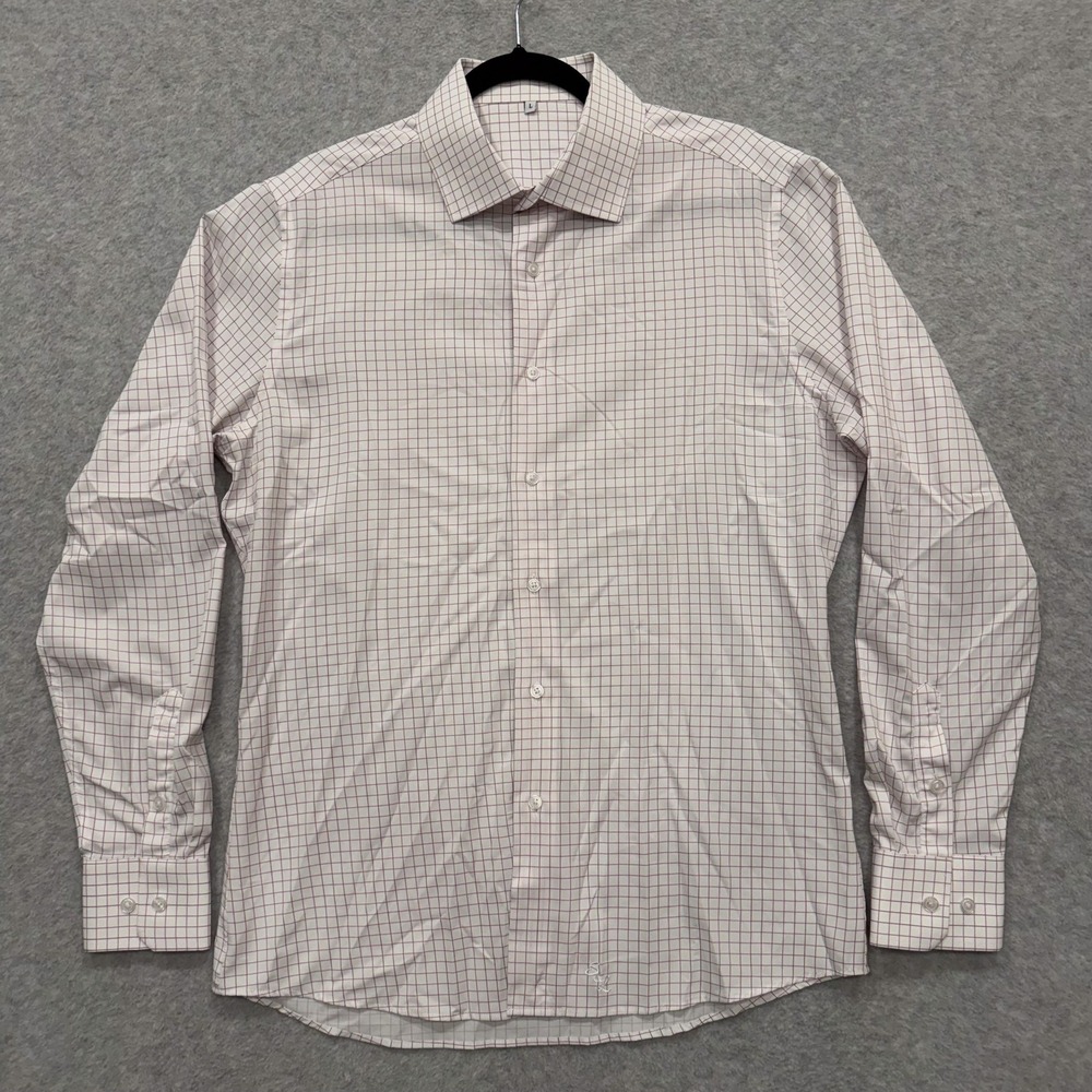 State & Liberty Shirt Mens L White Check Long Sleeve Button Up